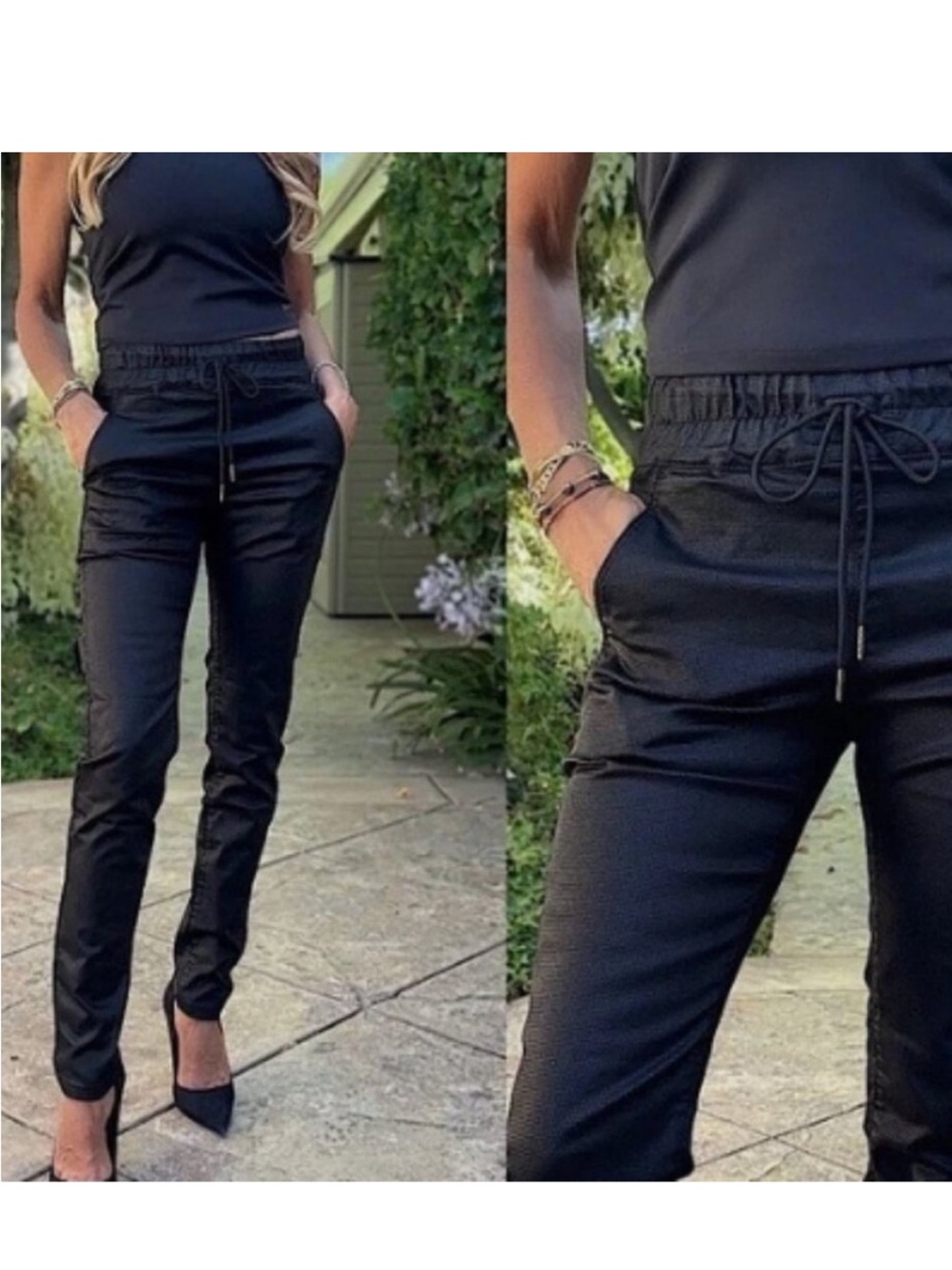 Bevy Flog Shely Black textured jogger pants